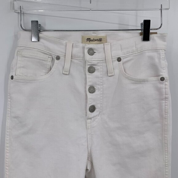Madewell 10" High rise skinny jean crop white exposed button-fly women new 27 - Picture 3 of 6